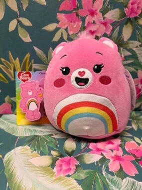 Care Bears Cheer Bear pink Squishmallow & hair claw Clip NWT